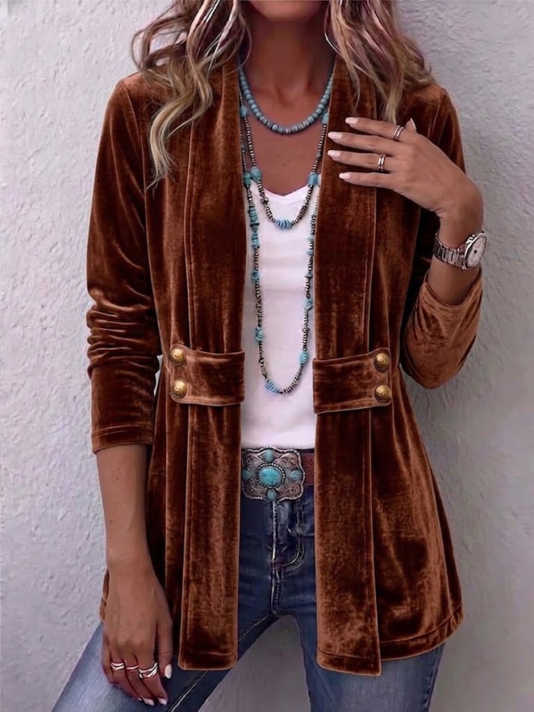Holliwell | Women's Ruched Cuff Open-Front Lapel Jacket