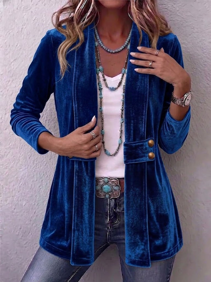 Holliwell | Women's Ruched Cuff Open-Front Lapel Jacket