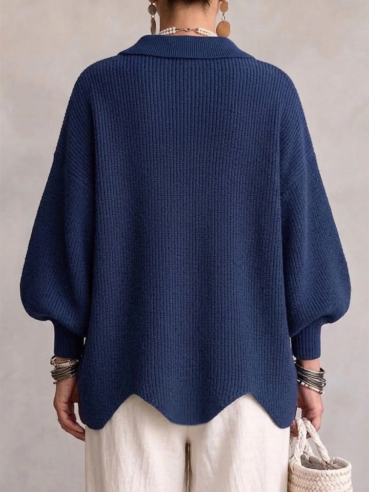 Elvinia™ | Oversized Collared Cardigan Featuring Statement Metal Buttons