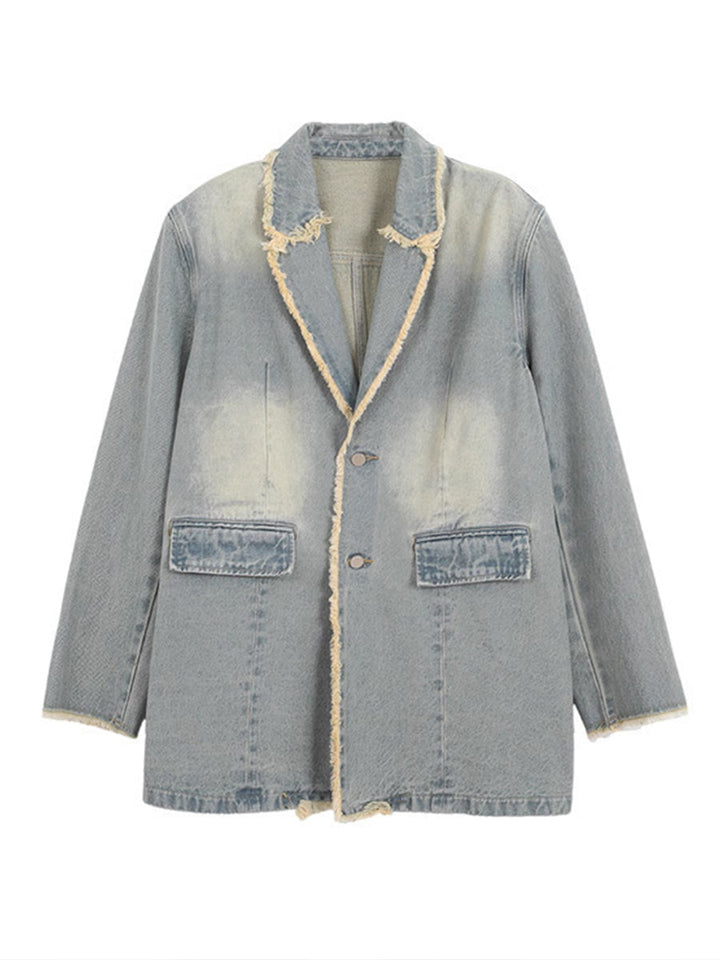 Dionne | Women's Oversized Blazer with Raw Edges and Flap Patch Pockets