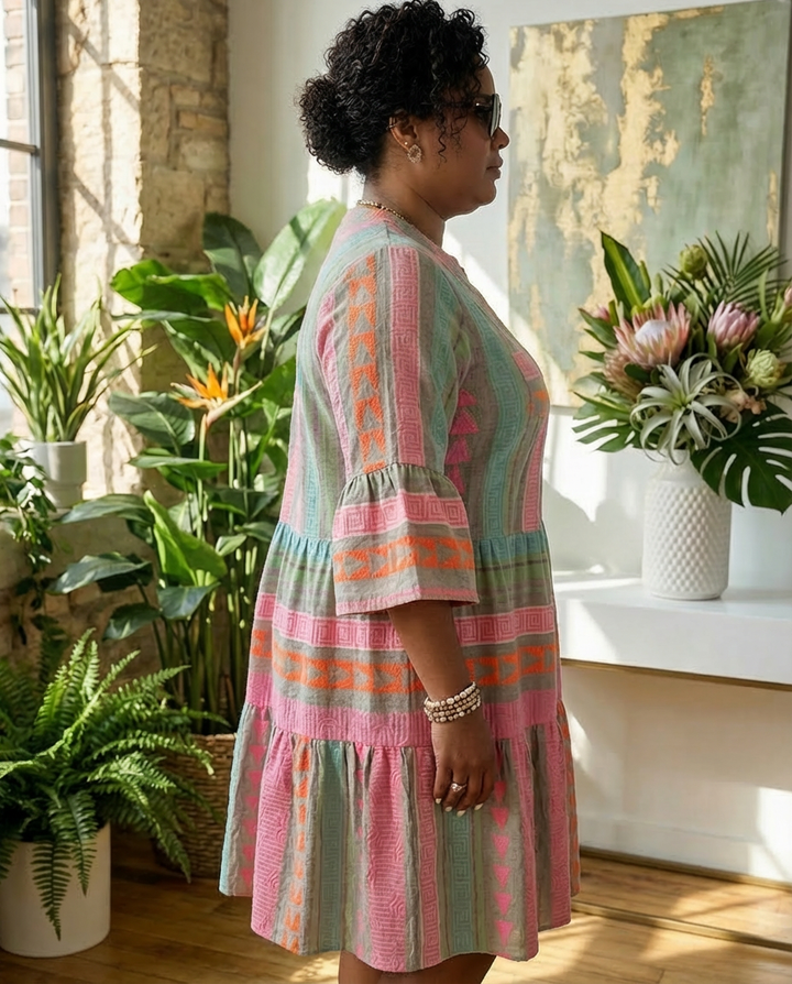 Calla | Elegant Midi Dress with Flowing Pattern