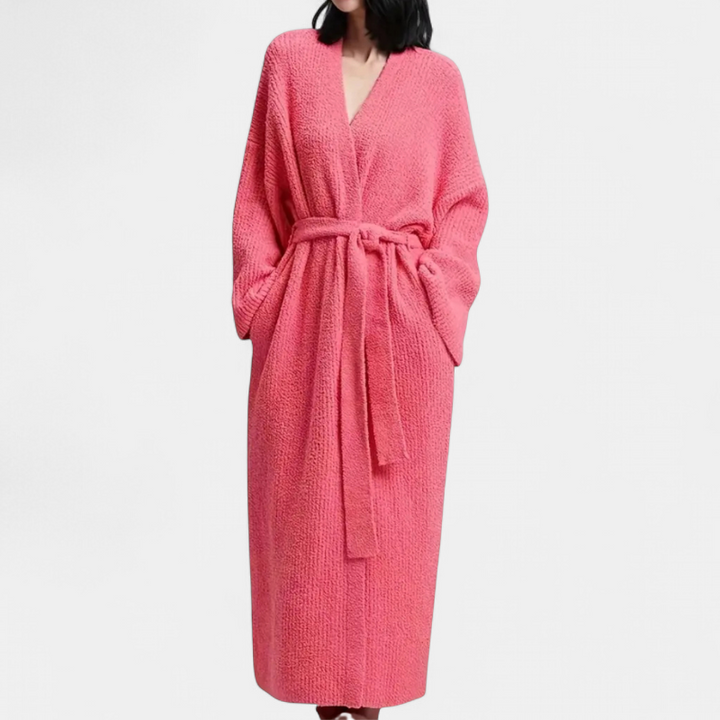 ADRINA | Comfortable Longline Knit Robe with Belt