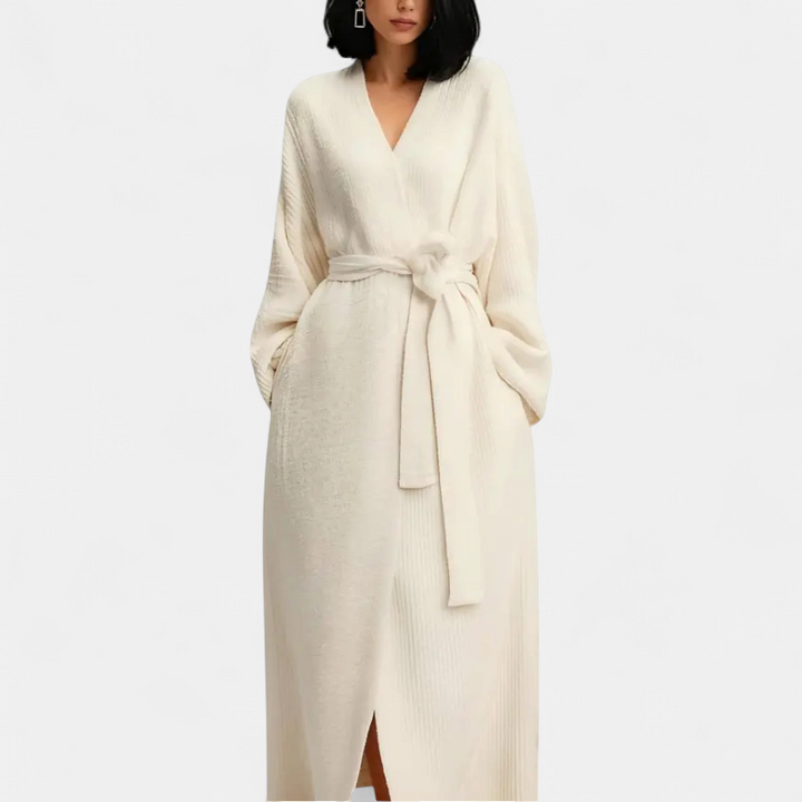ADRINA | Comfortable Longline Knit Robe with Belt
