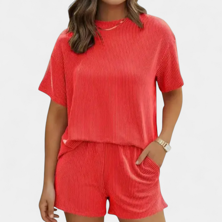 DOTTIE | Striped Ribbed Knit Lounge Ensemble