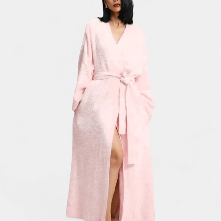 ADRINA | Comfortable Longline Knit Robe with Belt