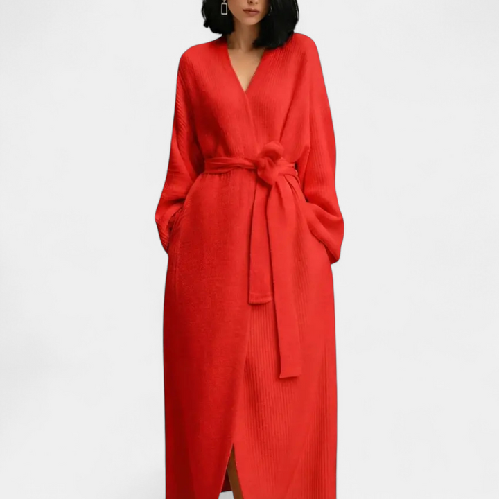 ADRINA | Comfortable Longline Knit Robe with Belt