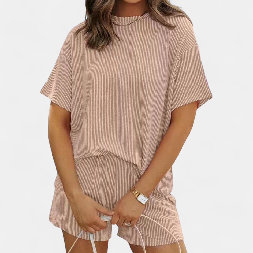 DOTTIE | Striped Ribbed Knit Lounge Ensemble