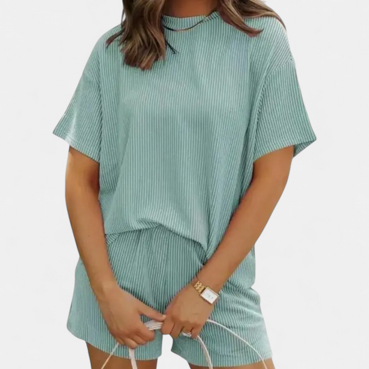 DOTTIE | Striped Ribbed Knit Lounge Ensemble