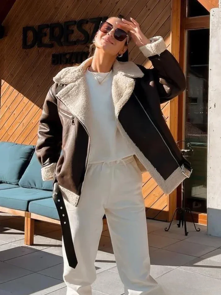 Brooke Women's Aviator Jacket with Cozy Lined Interior and Relaxed Fit