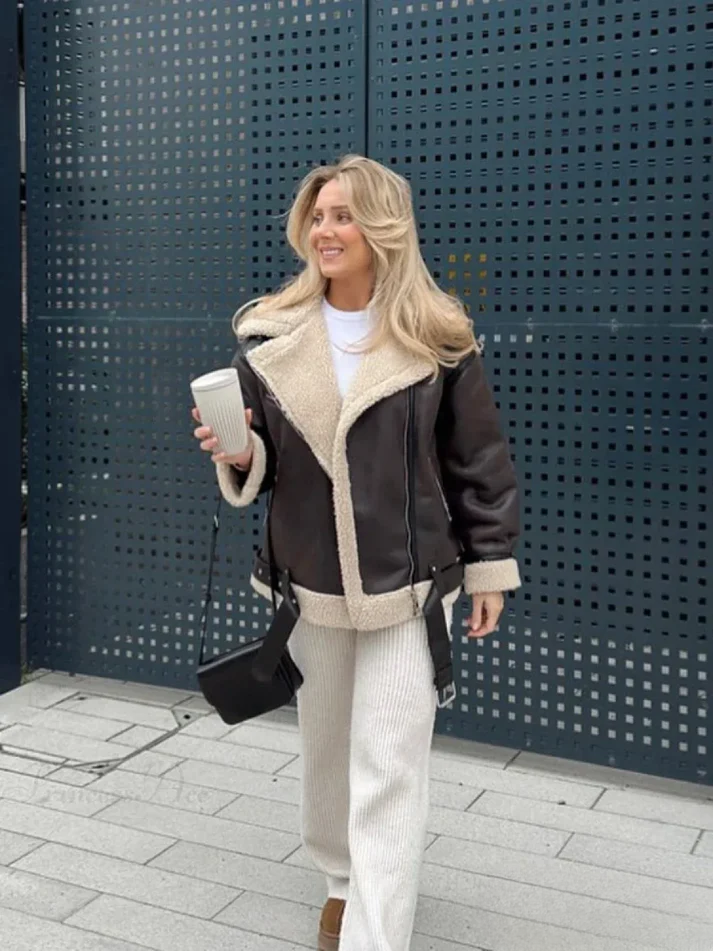 Brooke Women's Aviator Jacket with Cozy Lined Interior and Relaxed Fit