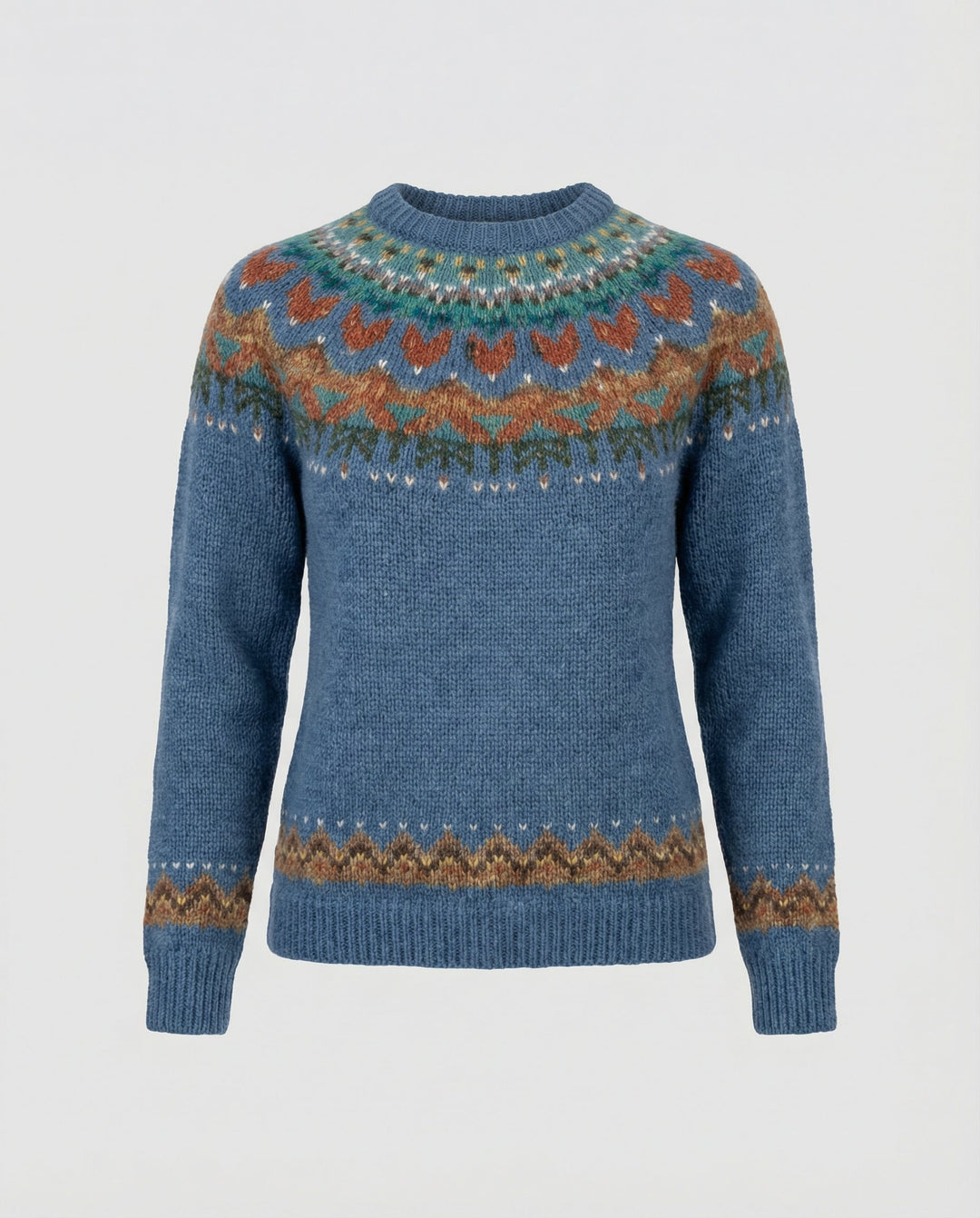 Vintage-Inspired Women's Icelandic Knit Sweater | Relaxed Fit | Nordic Yoke Design | Perfect for Winter Layering