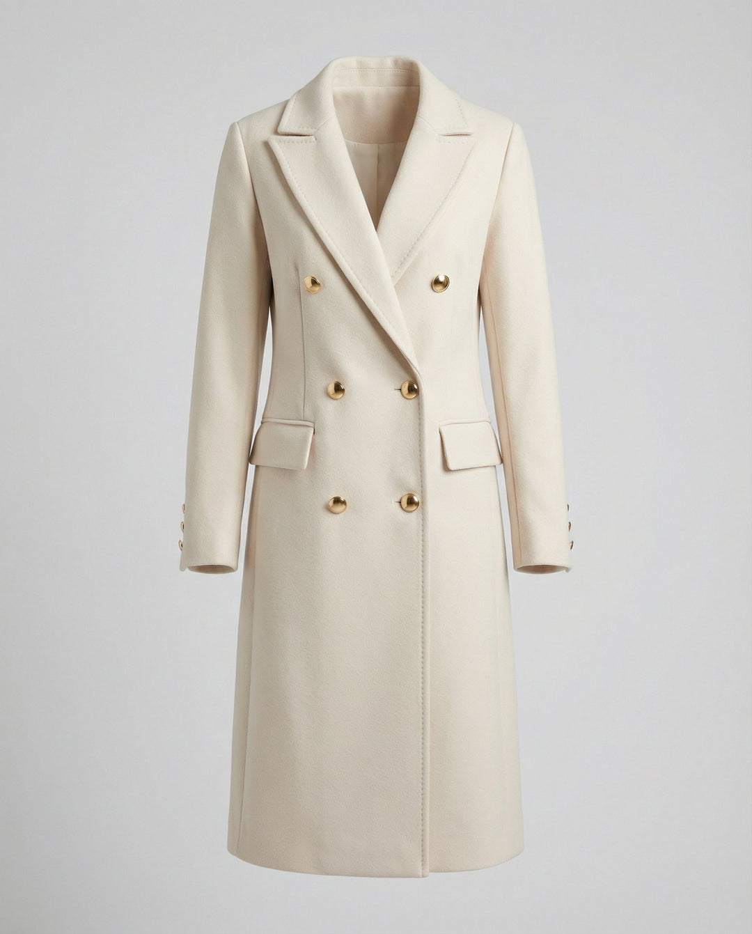 Women's Double-Breasted Wool-Style Coat | Regular Fit | Winter Sleeve Design | Versatile Office and Smart Casual Outerwear