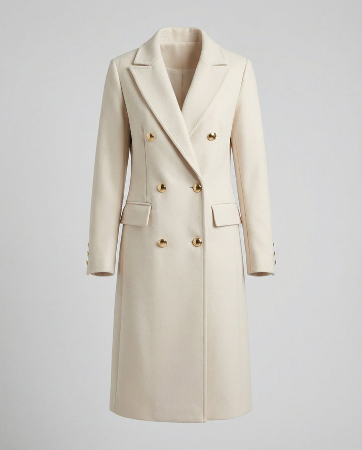 Women's Double-Breasted Wool-Style Coat | Regular Fit | Winter Sleeve Design | Versatile Office and Smart Casual Outerwear