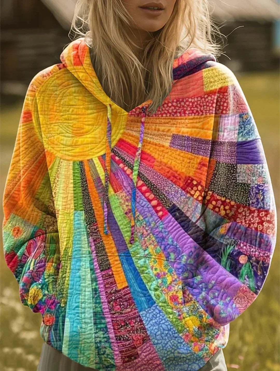 Laura™ - Colorful Bohemian Patchwork Hoodie