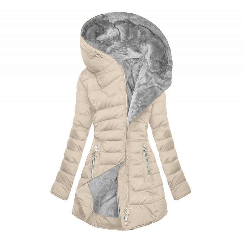 Madison | Women's Structured Mid-Length Hooded City Puffer Coat