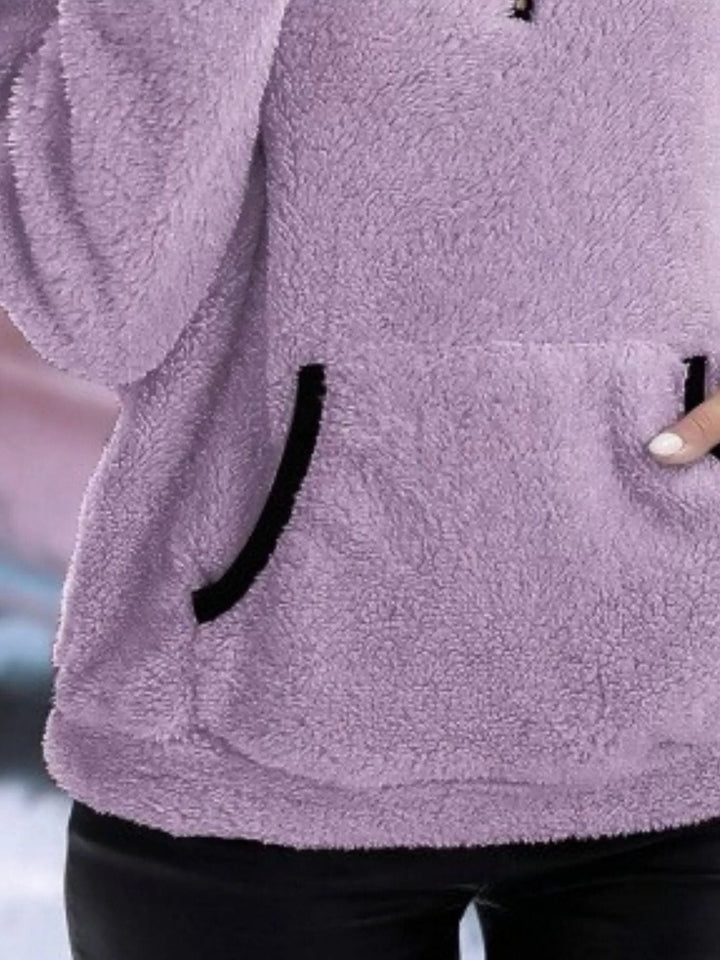 Halina | Women's Fuzzy Half-Zip Pullover Sweater with Stand Collar