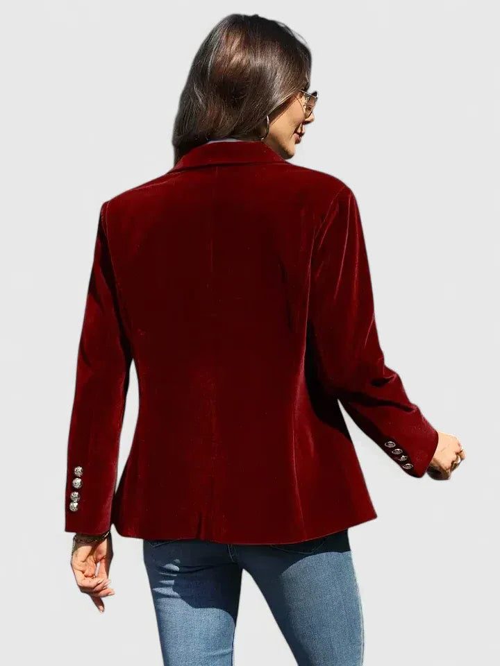 Ottilie | Women's Velvet Blazer with Notch Lapel and Button Closure