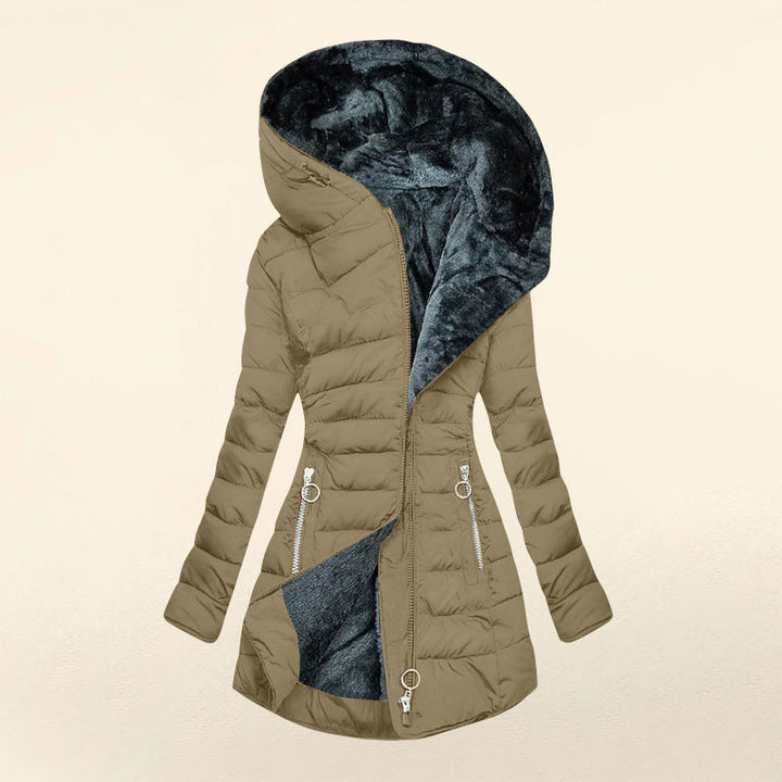 Madison | Women's Structured Mid-Length Hooded City Puffer Coat