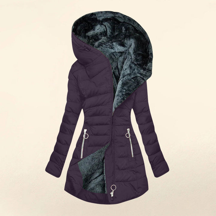 Madison | Women's Structured Mid-Length Hooded City Puffer Coat