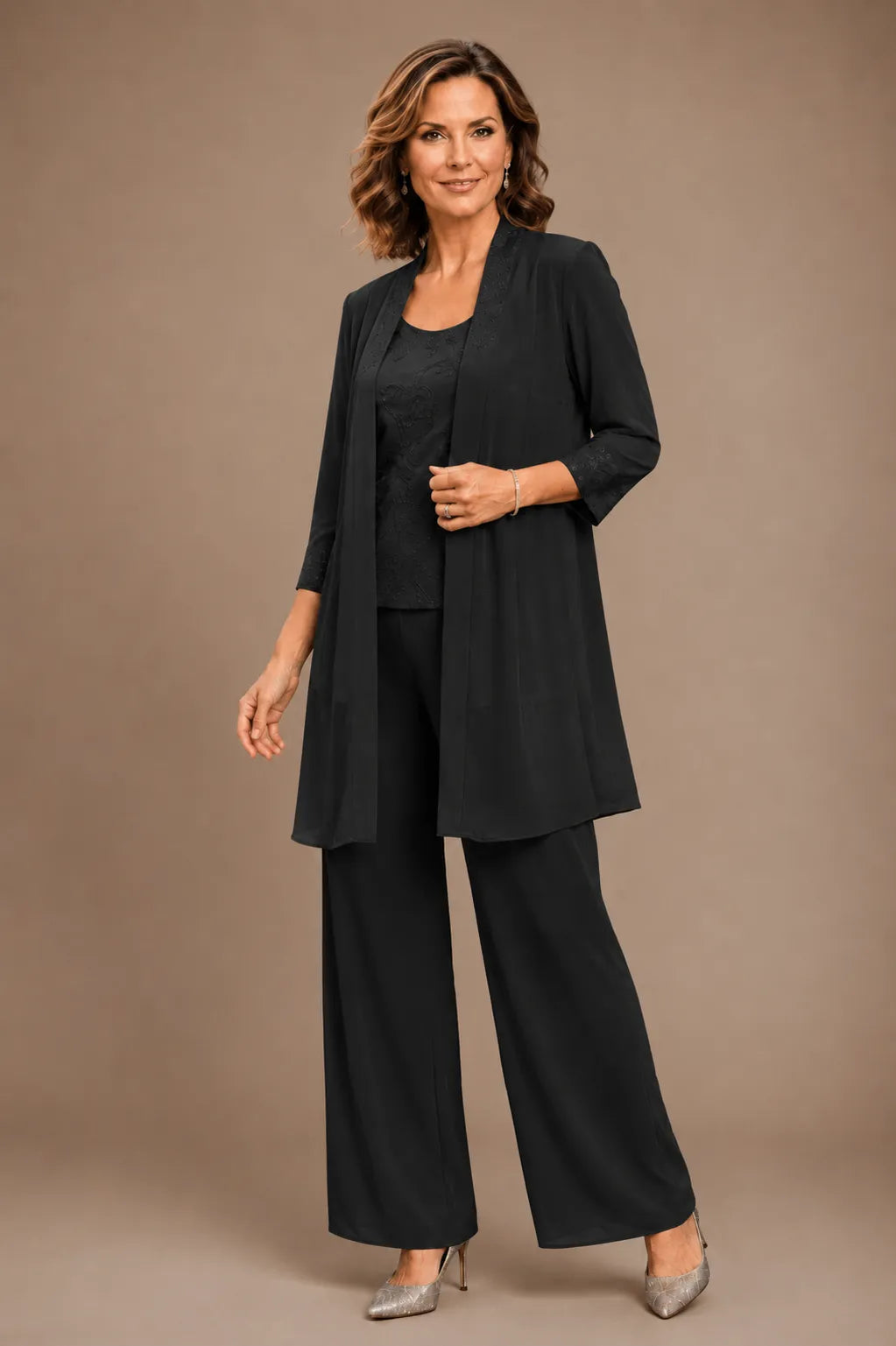 Nathalie | Embroidered Three-Piece Pantsuit