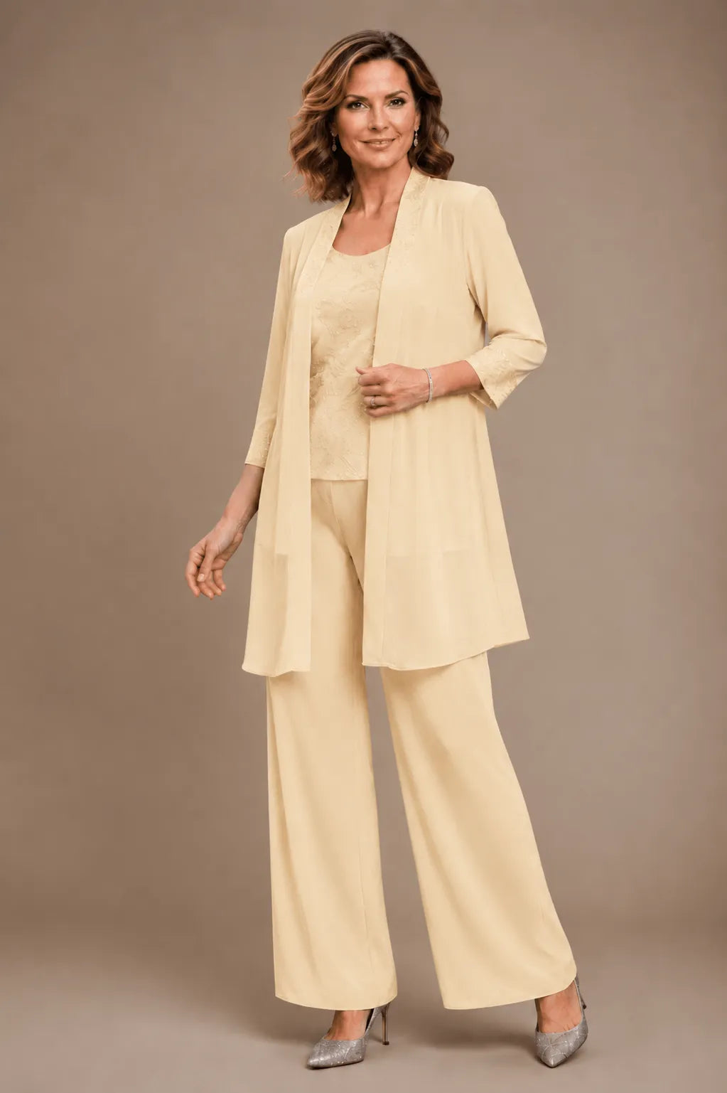 Nathalie | Embroidered Three-Piece Pantsuit