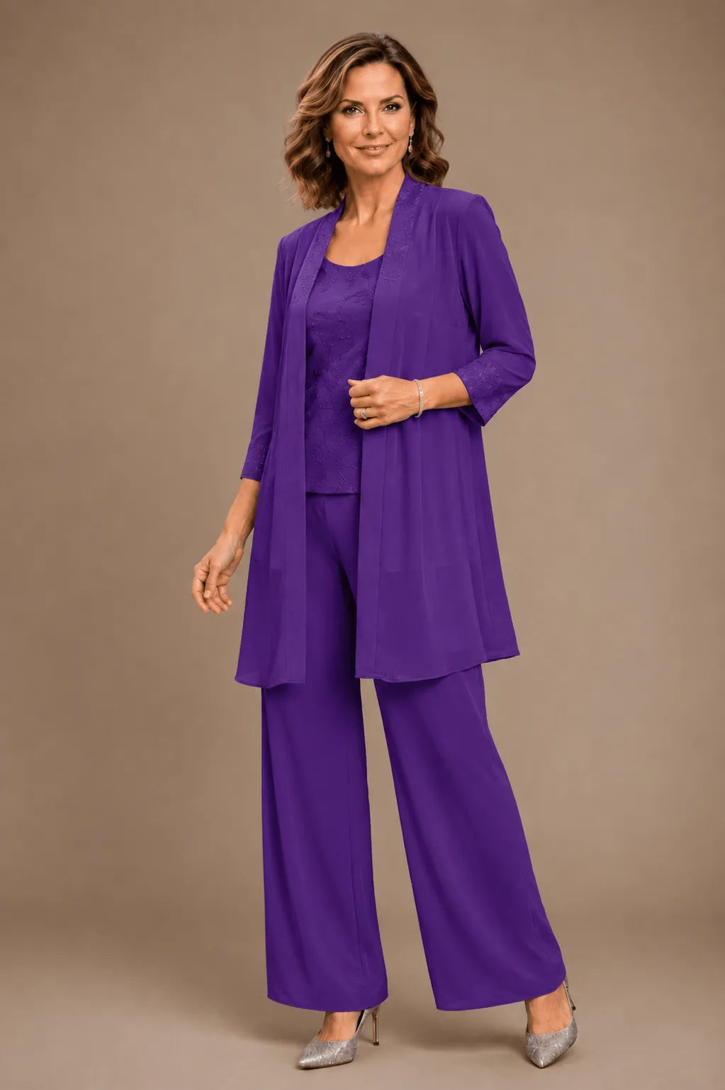 Nathalie | Embroidered Three-Piece Pantsuit