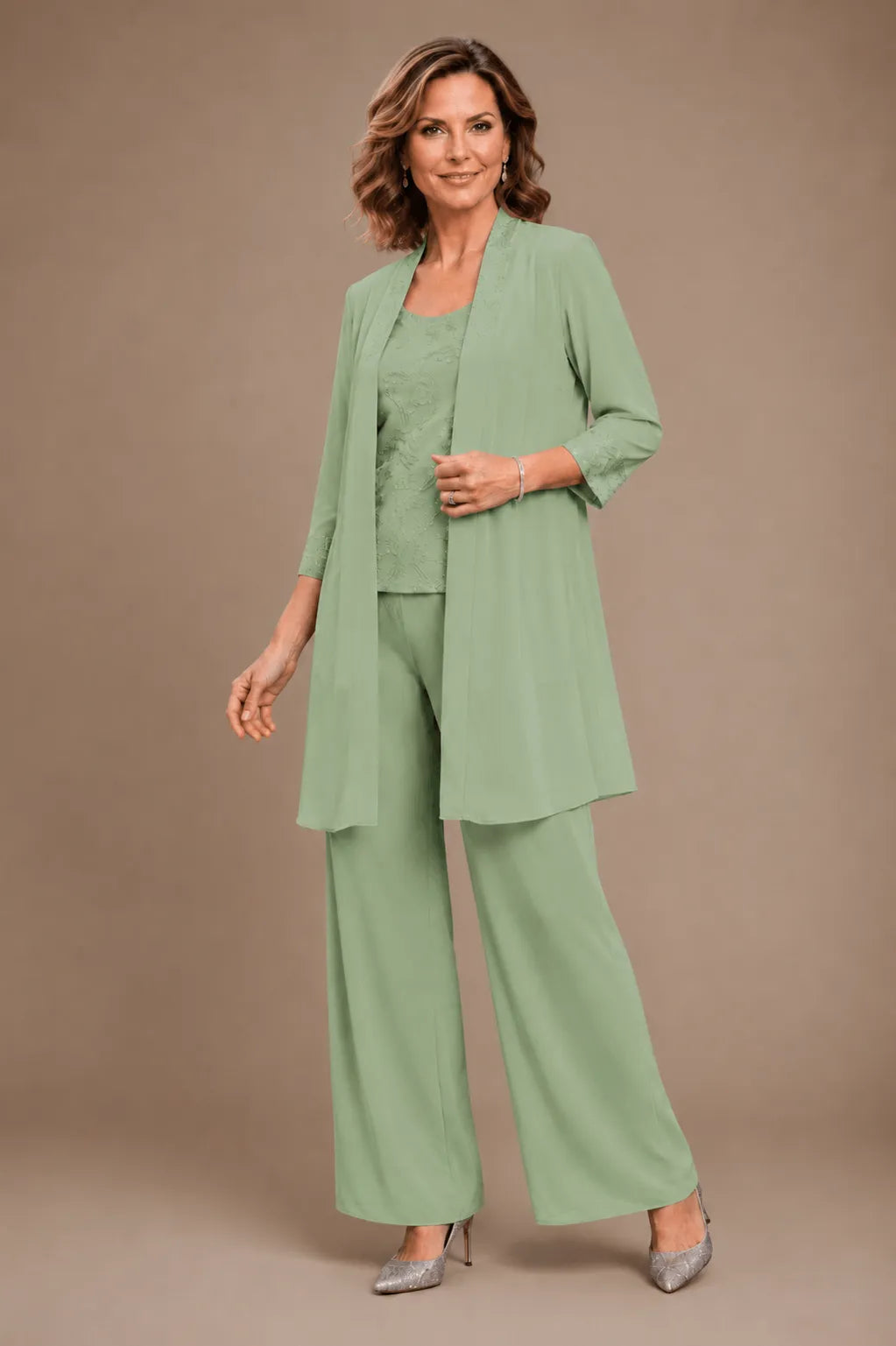 Nathalie | Embroidered Three-Piece Pantsuit