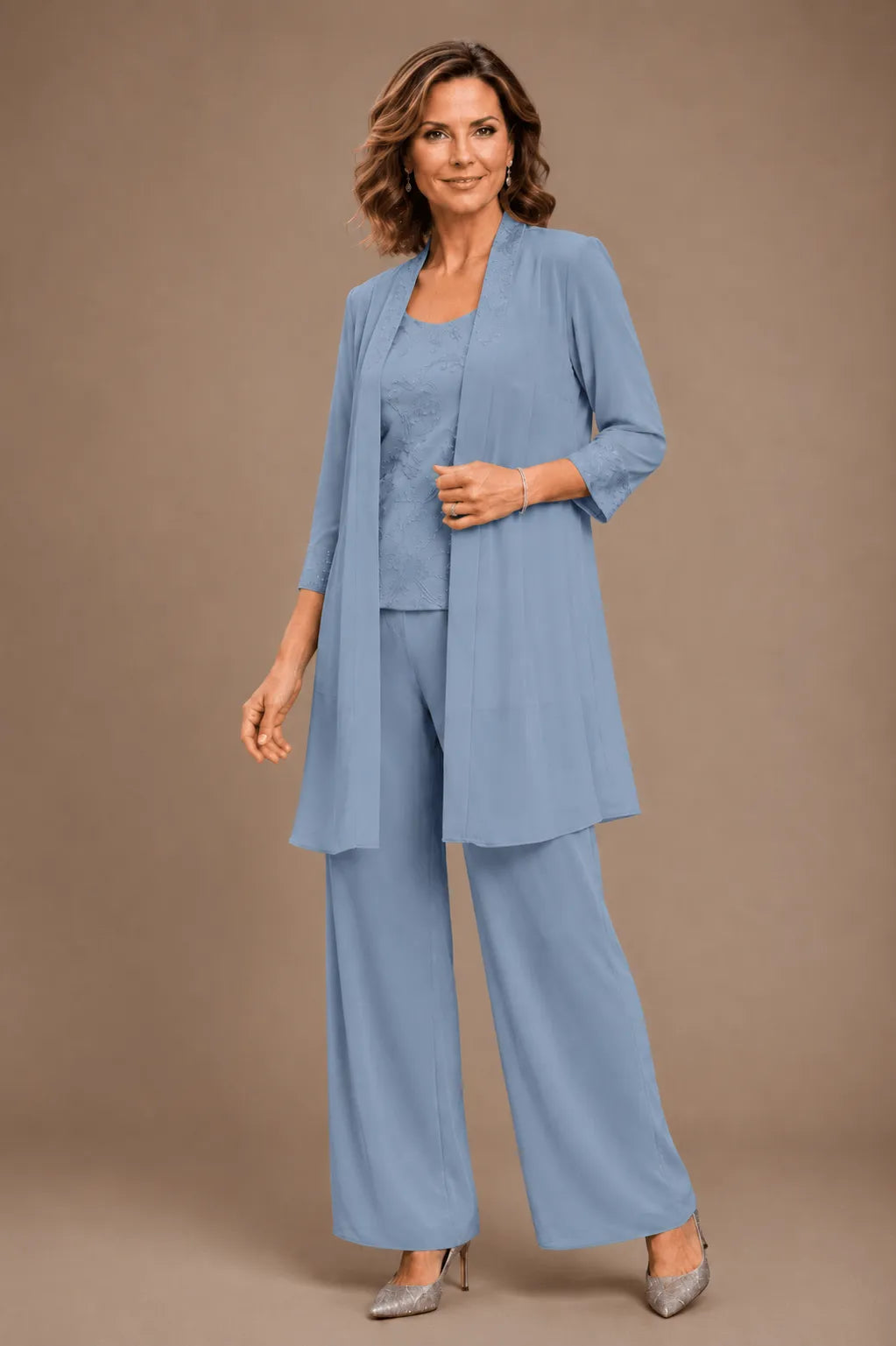 Nathalie | Embroidered Three-Piece Pantsuit