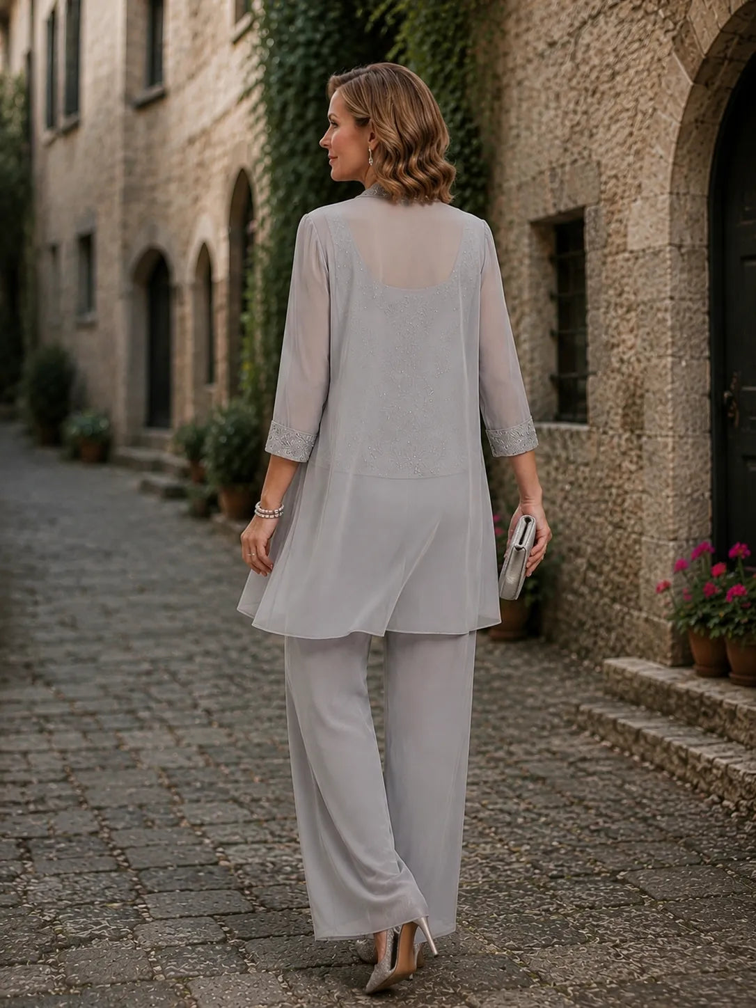 Nathalie | Embroidered Three-Piece Pantsuit