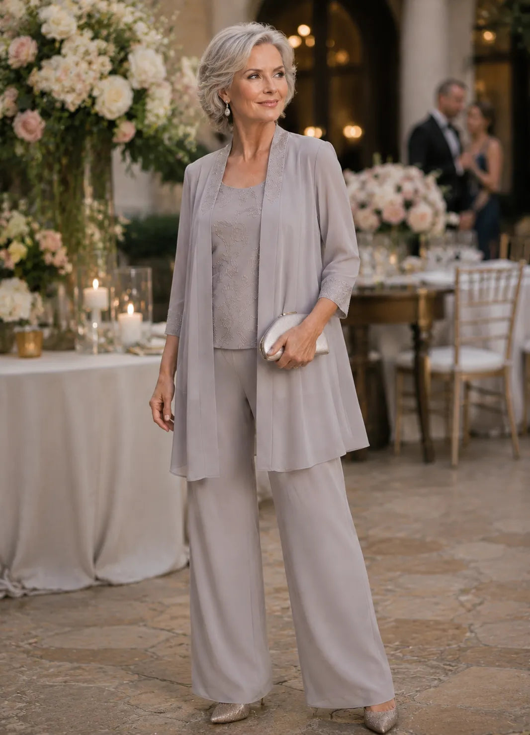 Nathalie | Embroidered Three-Piece Pantsuit