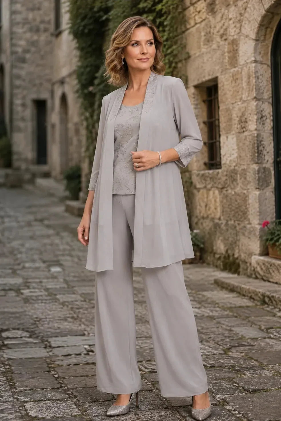 Nathalie | Embroidered Three-Piece Pantsuit