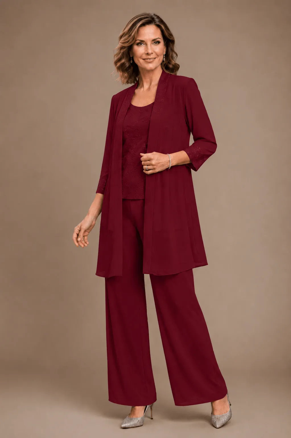 Nathalie | Embroidered Three-Piece Pantsuit