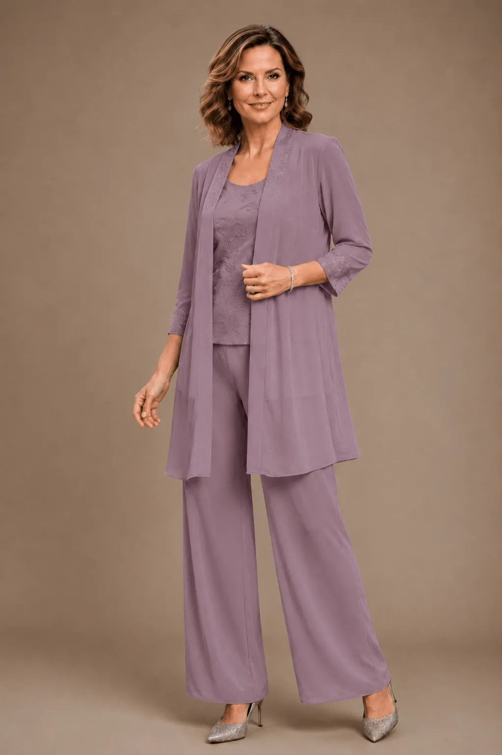 Nathalie | Embroidered Three-Piece Pantsuit