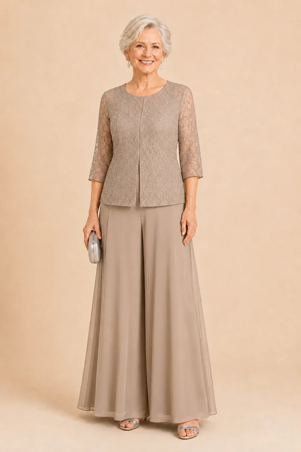 Sofie | Elegant Culotte Pants Set with Chiffon Overlay