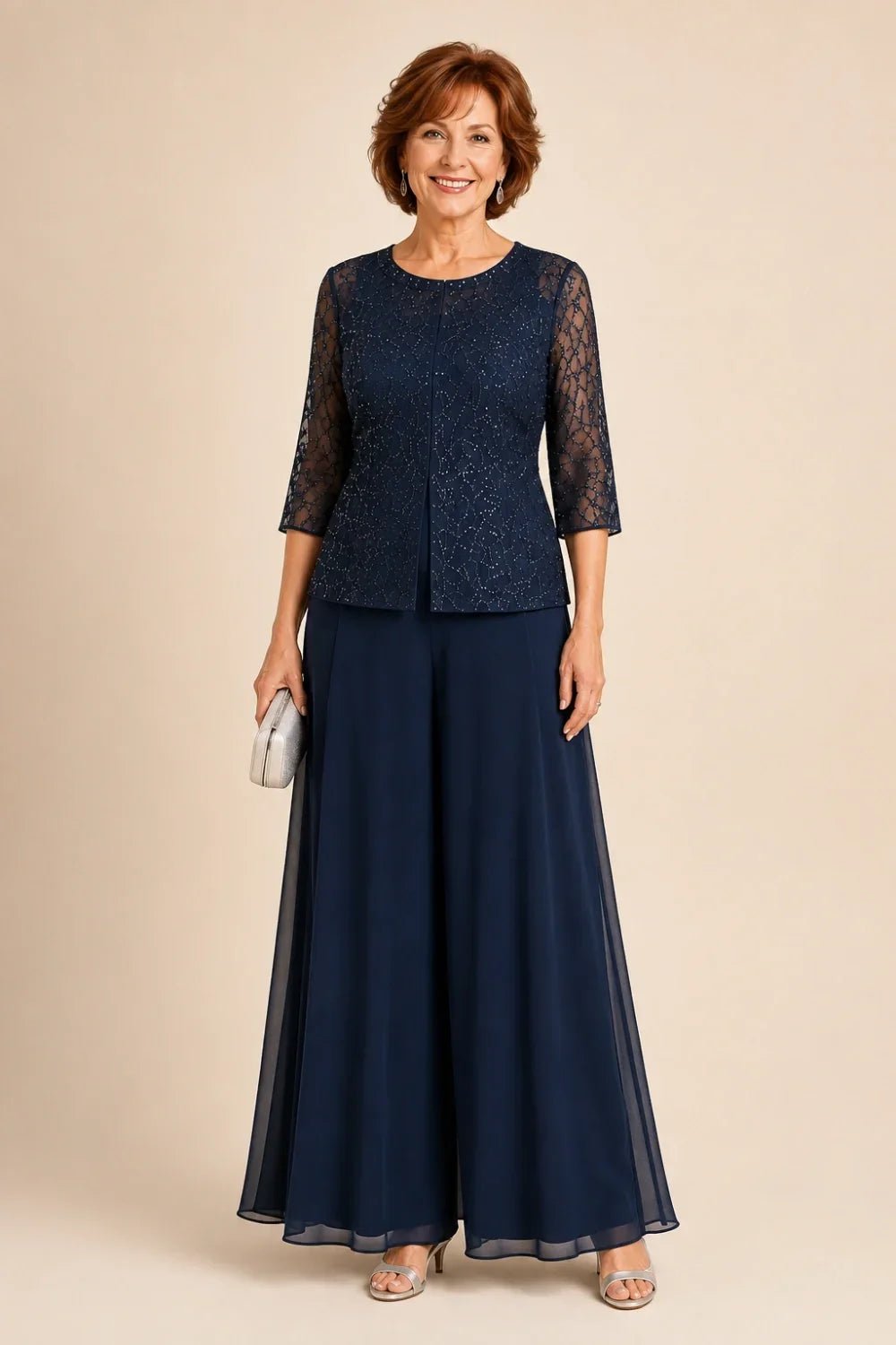 Sofie | Elegant Culotte Pants Set with Chiffon Overlay