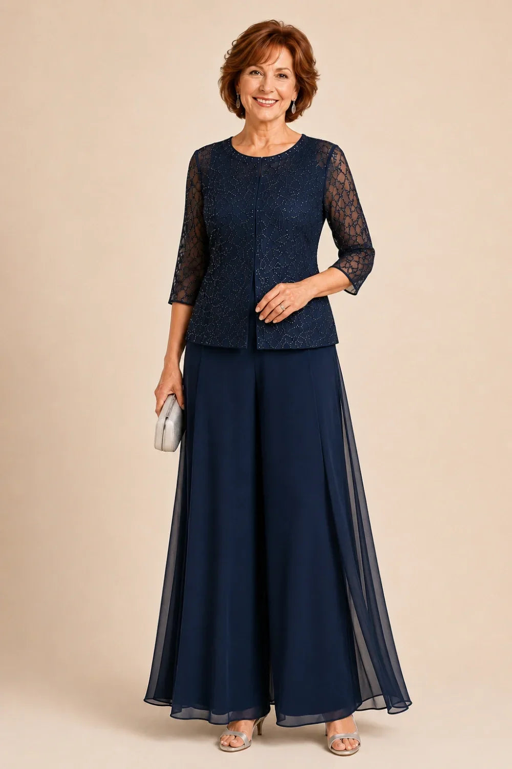 Sofie | Elegant Culotte Pants Set with Chiffon Overlay