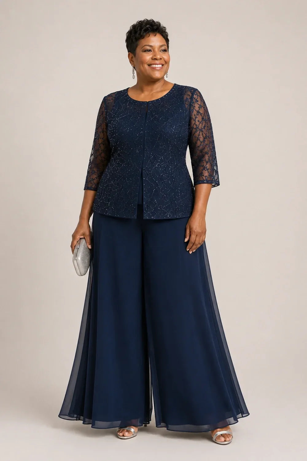 Sofie | Elegant Culotte Pants Set with Chiffon Overlay