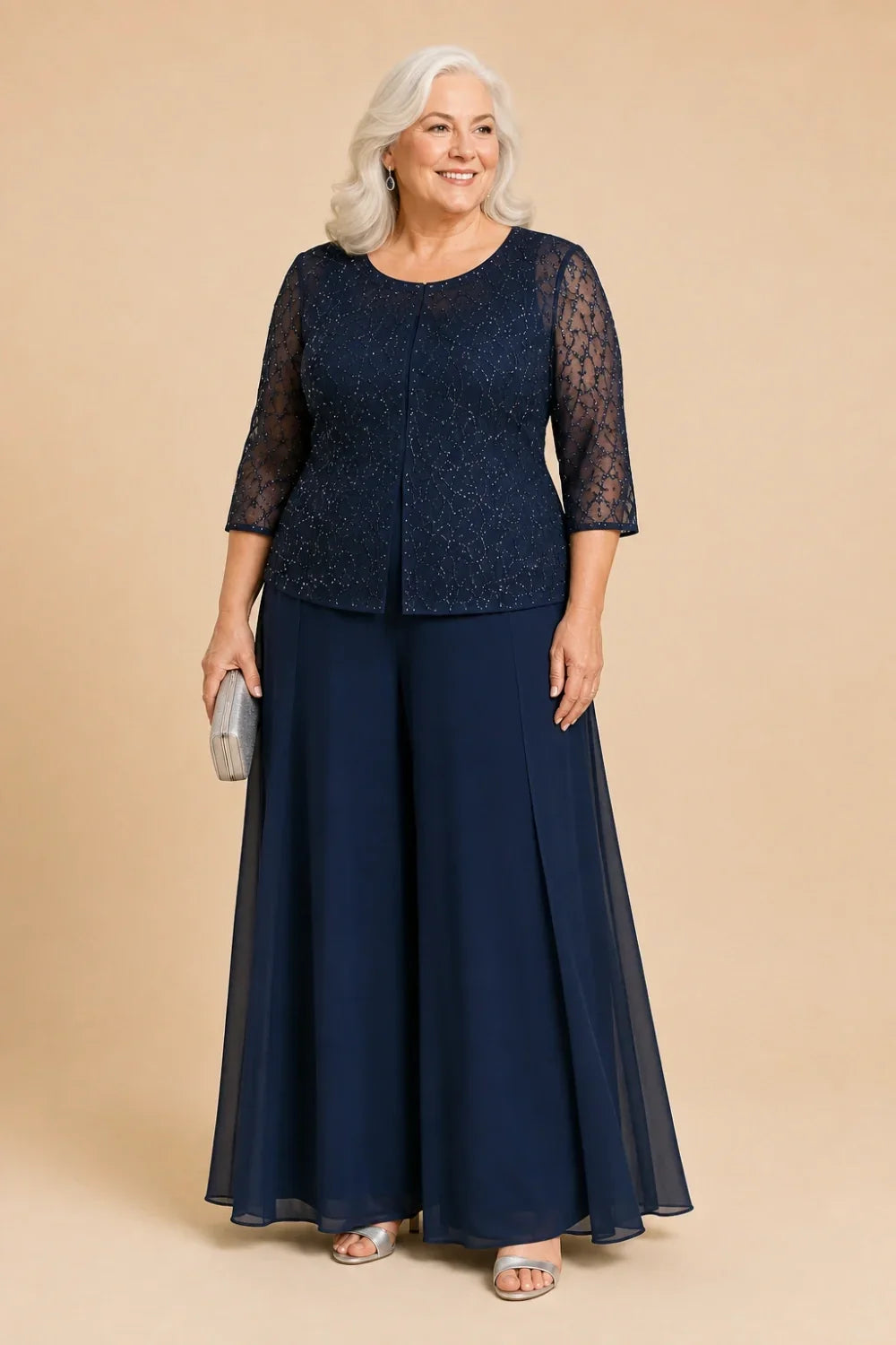 Sofie | Elegant Culotte Pants Set with Chiffon Overlay