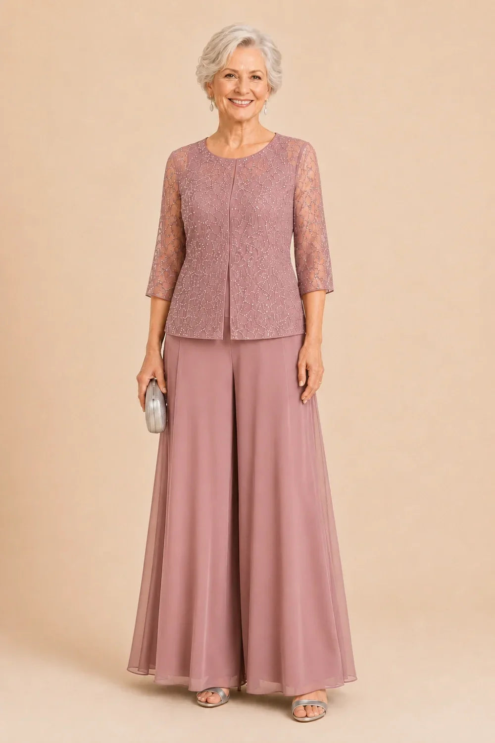 Sofie | Elegant Culotte Pants Set with Chiffon Overlay