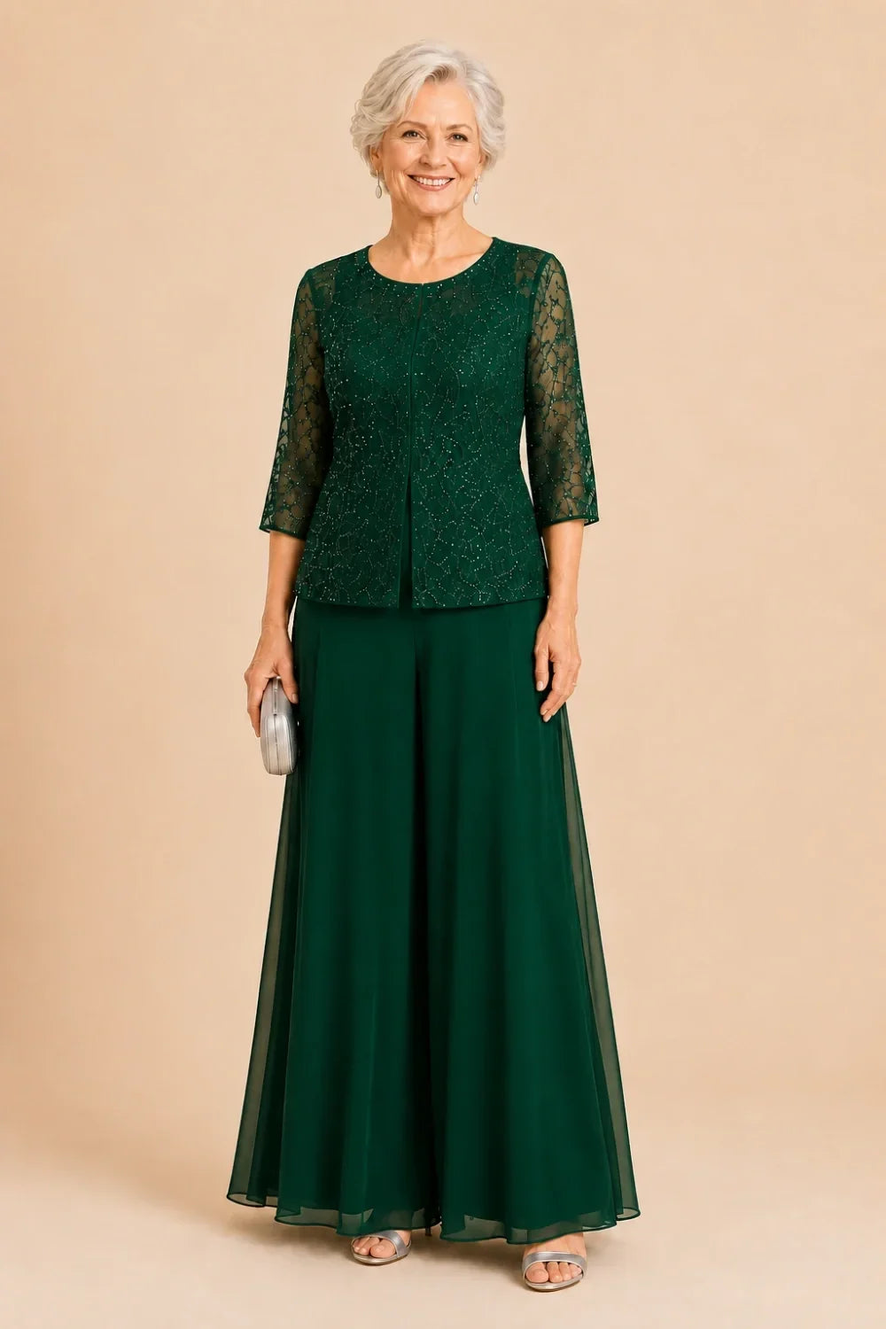 Sofie | Elegant Culotte Pants Set with Chiffon Overlay