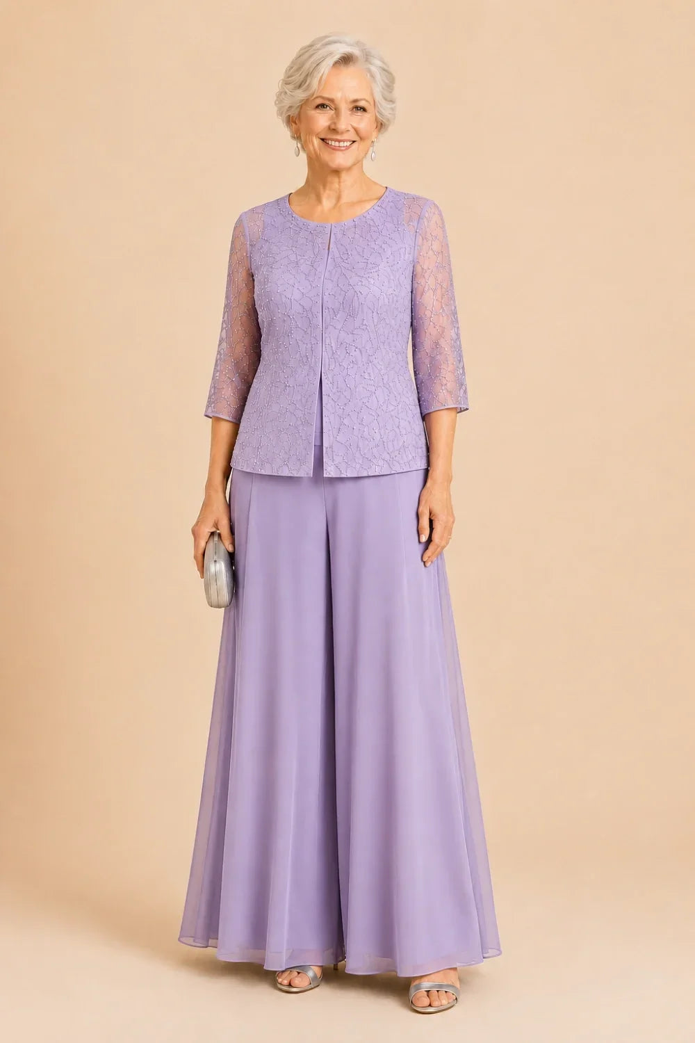 Sofie | Elegant Culotte Pants Set with Chiffon Overlay