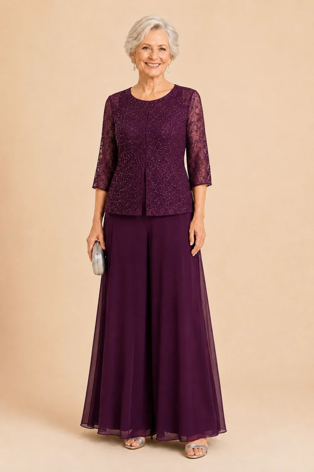 Sofie | Elegant Culotte Pants Set with Chiffon Overlay