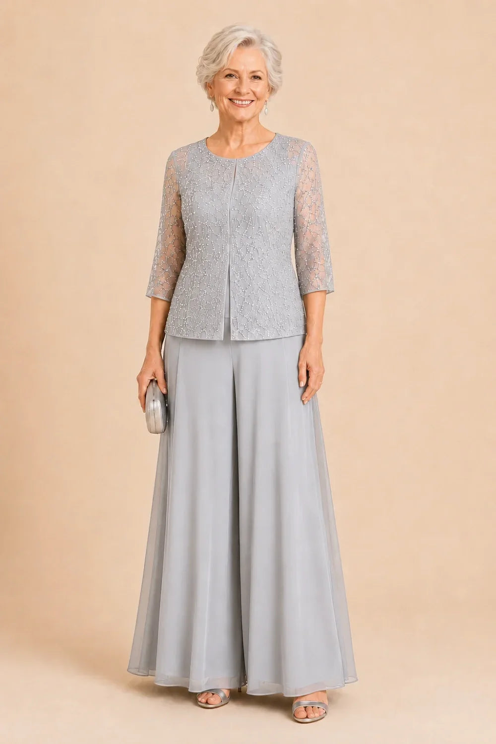 Sofie | Elegant Culotte Pants Set with Chiffon Overlay