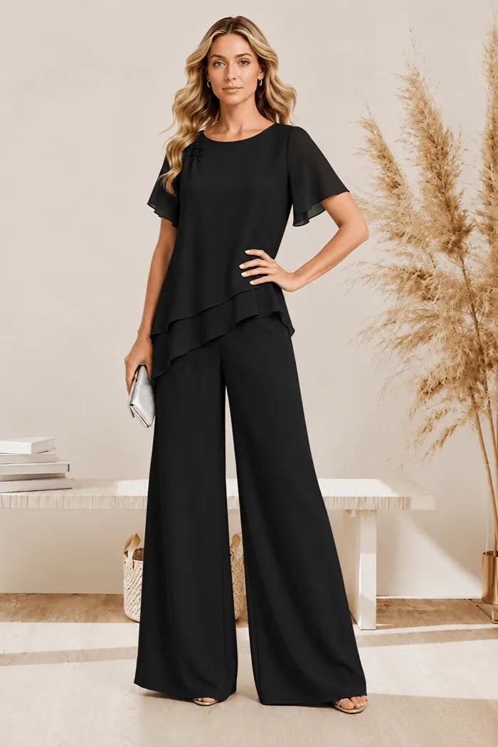 Annelies | Elegant Layered Pant Set with Wide Legs