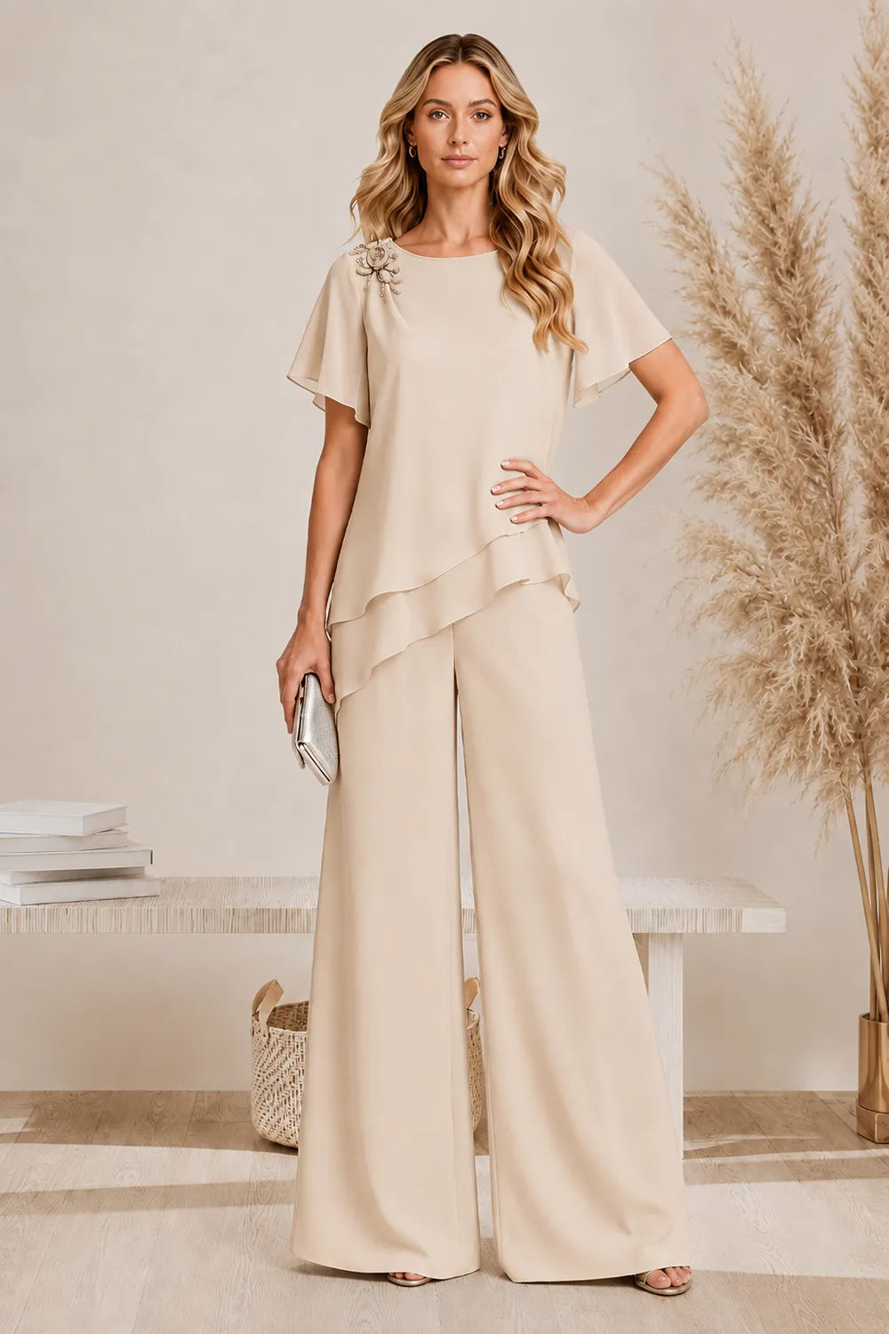 Annelies | Elegant Layered Pant Set with Wide Legs