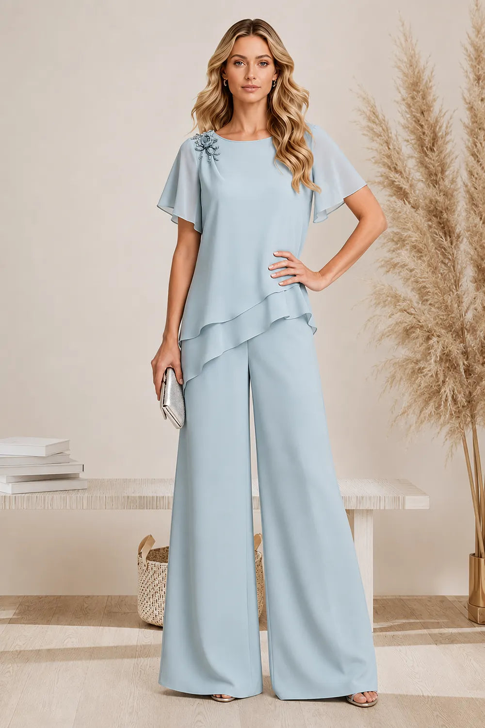 Annelies | Elegant Layered Pant Set with Wide Legs