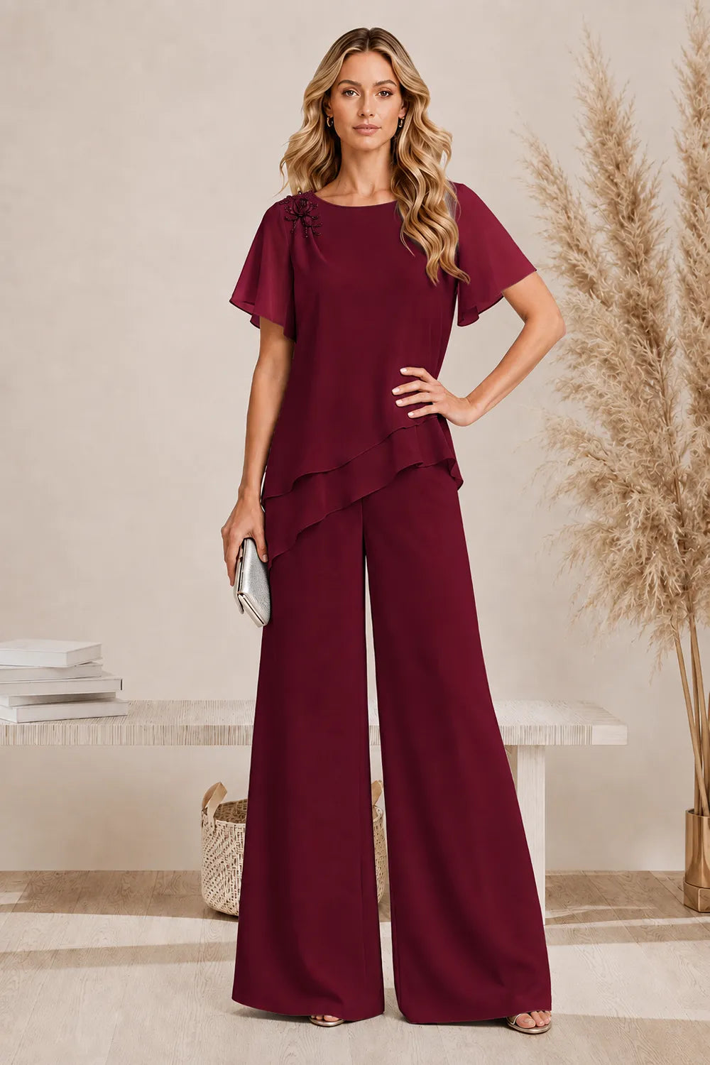 Annelies | Elegant Layered Pant Set with Wide Legs