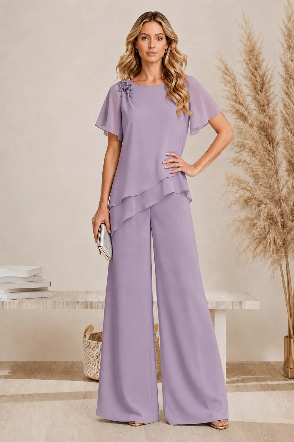 Annelies | Elegant Layered Pant Set with Wide Legs