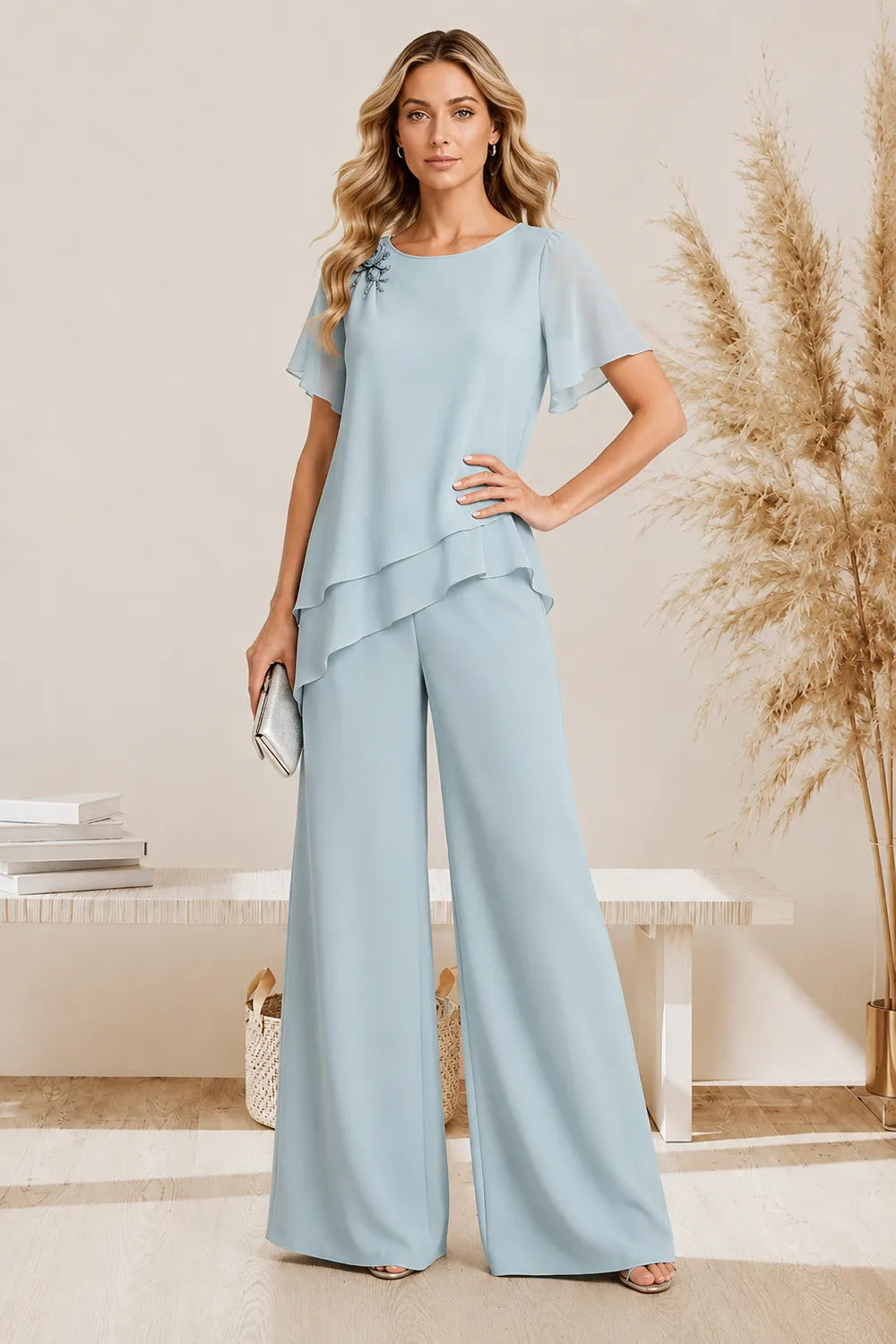 Annelies | Elegant Layered Pant Set with Wide Legs