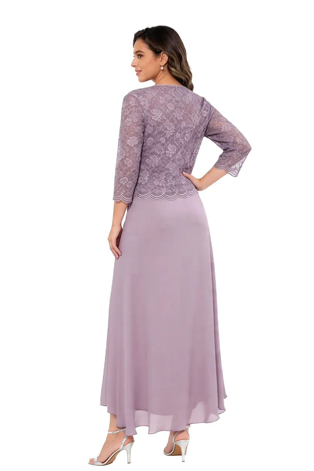 Véronique | Lace Chiffon Midi Dress with Jacket